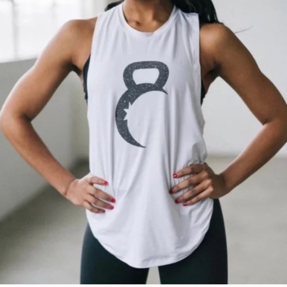 ZYIA Tops Zyia Active White Kettle Moon Tank Top Large Poshmark